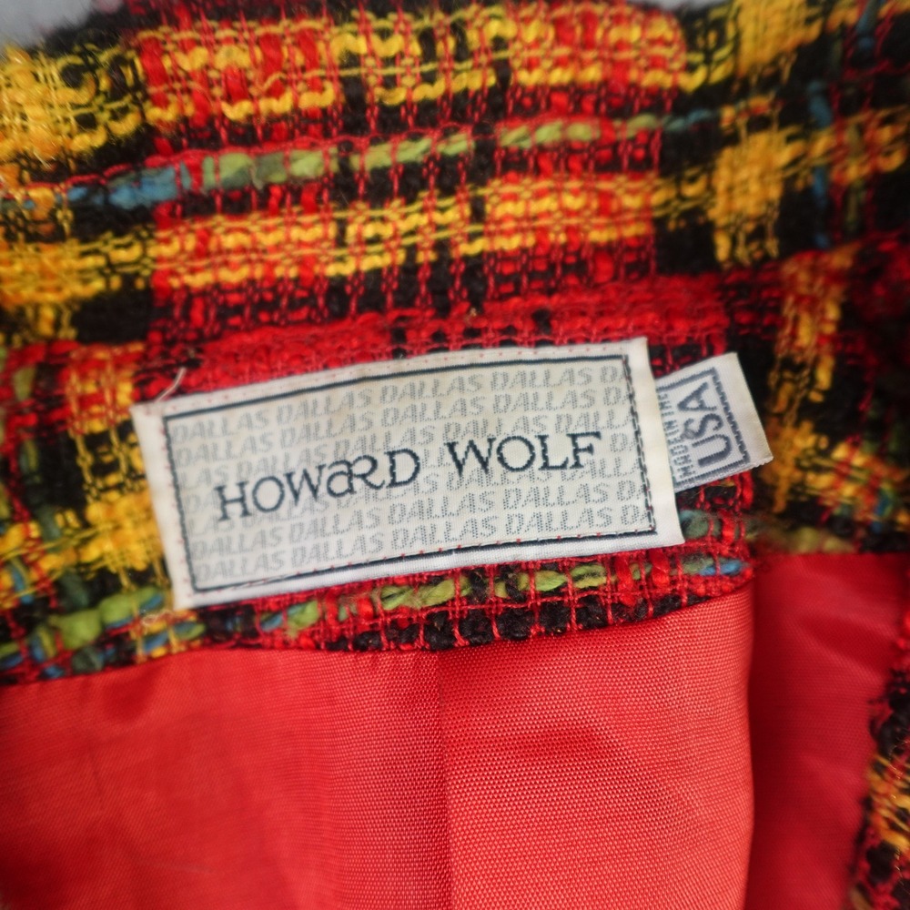 Howard Wolf Blazer Womens 4 Red Plaid Vintage Wool Blend Jacket - Picture 5 of 16